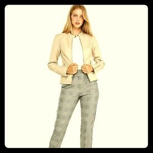 Express Vegan Leather Double Peplum Jacket